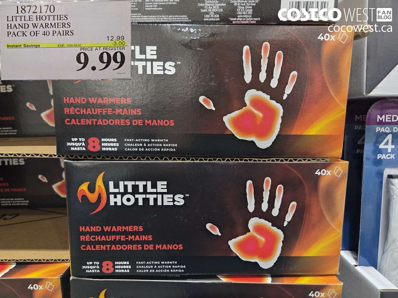 1872170 LITTLE HOTTIES HAND WARMERS PACK OF 40 PAIRS ($3.00 INSTANT SAVINGS EXPIRES ON 2026-02-01) $9.99