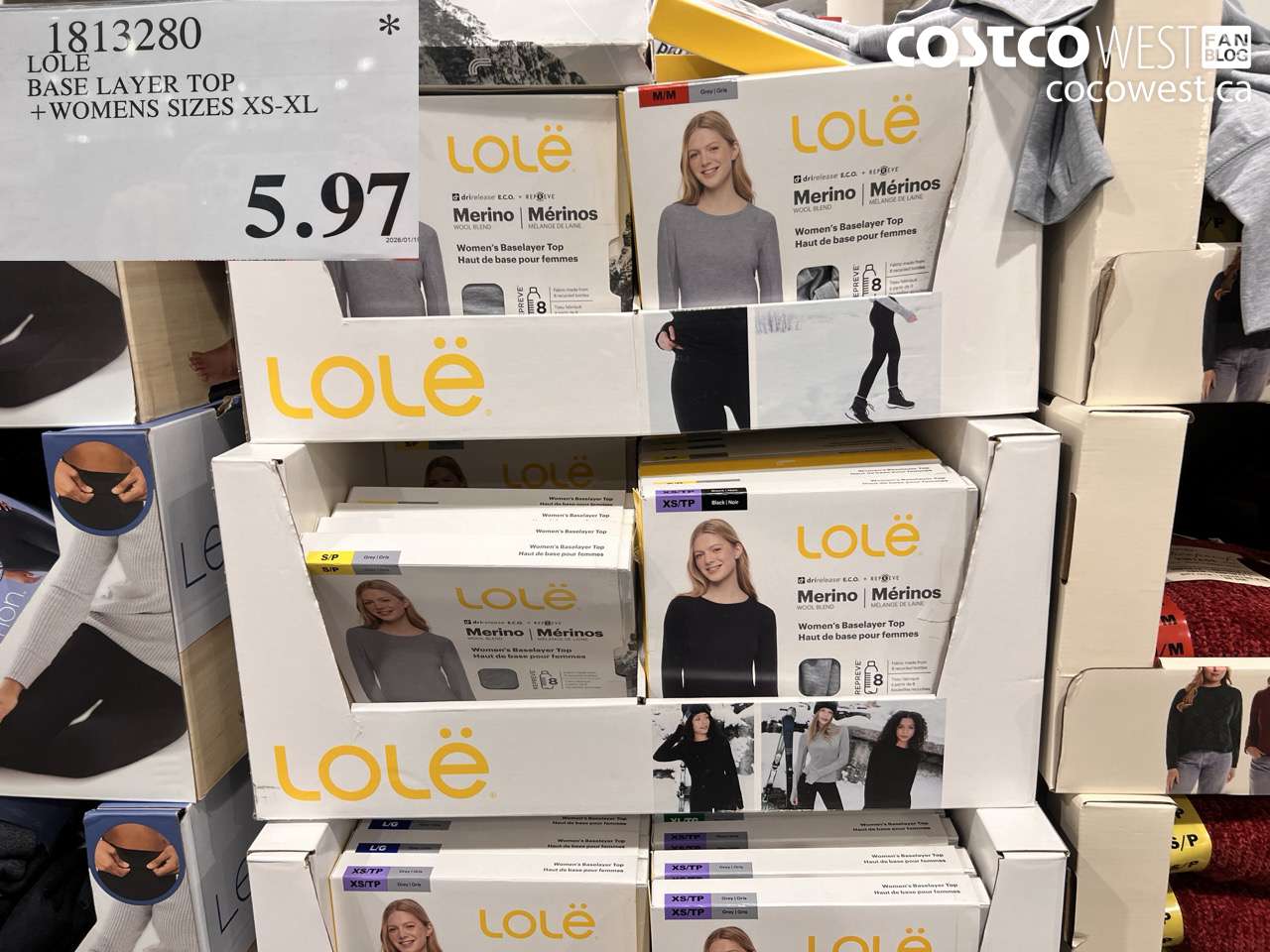 1813280 LOLE BASE LAYER TOP LADIES SIZES XS-XL $5.97