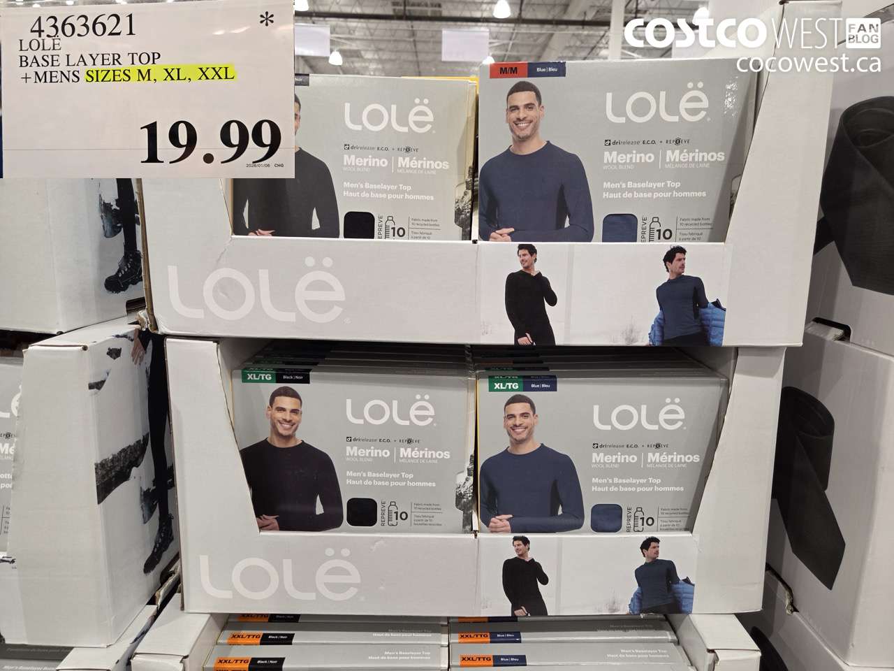 4363621 LOLE BASE LAYER TOP MENS SIZES M, XL, XXL $19.99