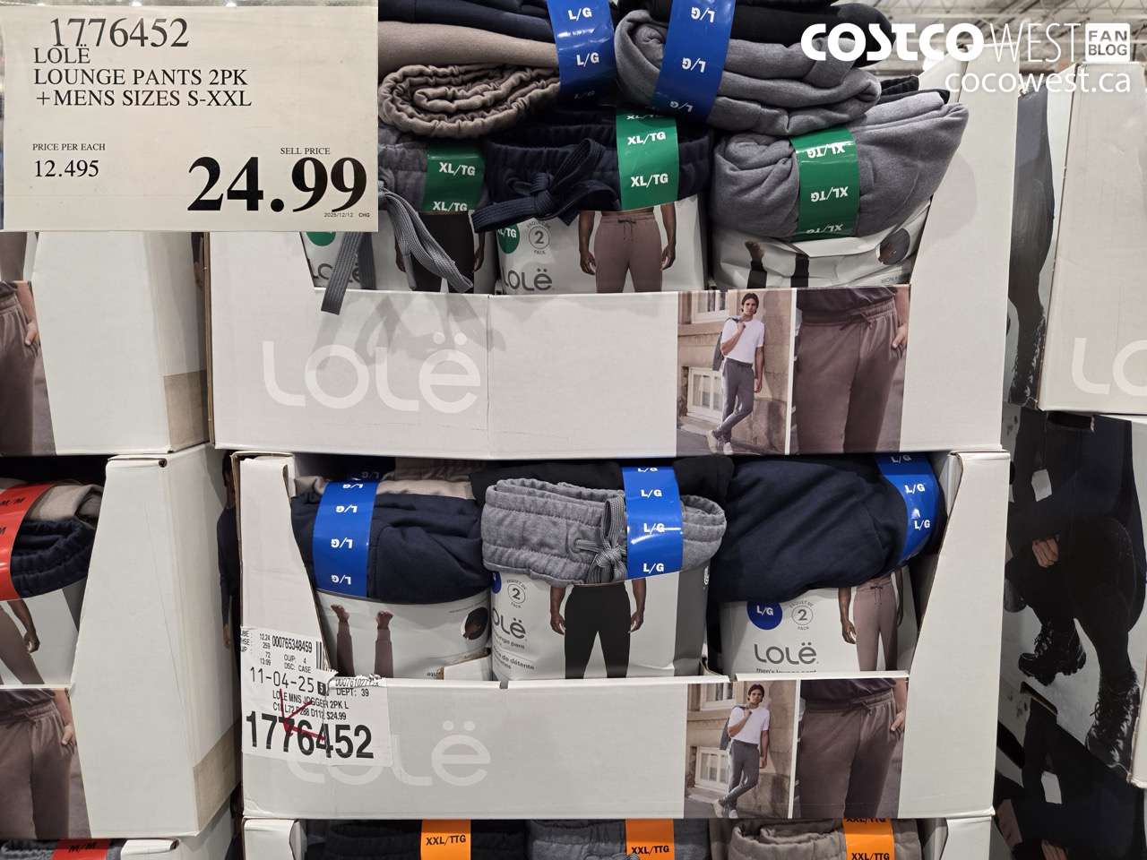 1776452 LOLE LOUNGE PANTS 2PK MENS SIZES S-XXL $24.99