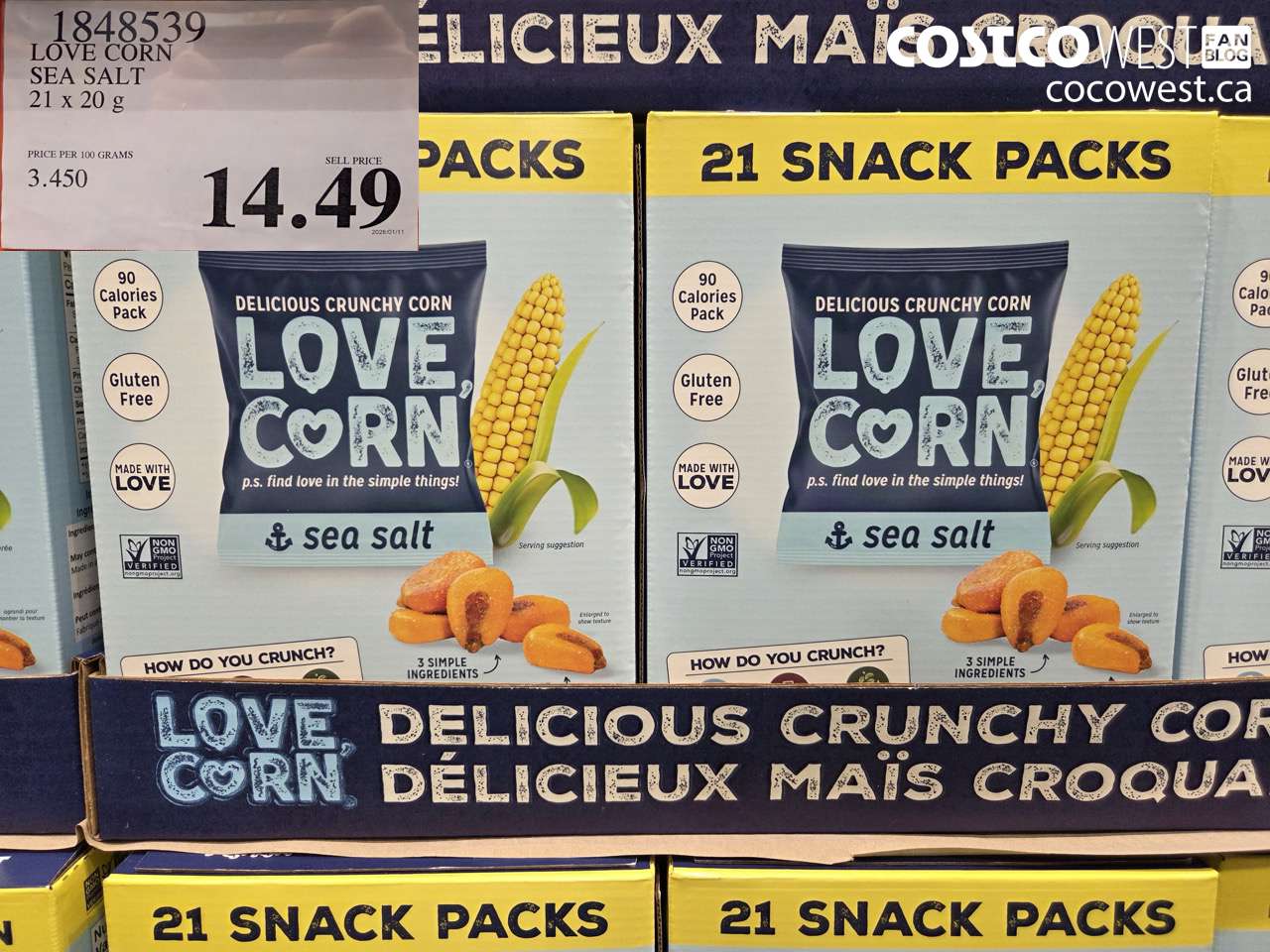 1848539 LOVE CORN SEAS SALT PACK 21 X 20G $14.49