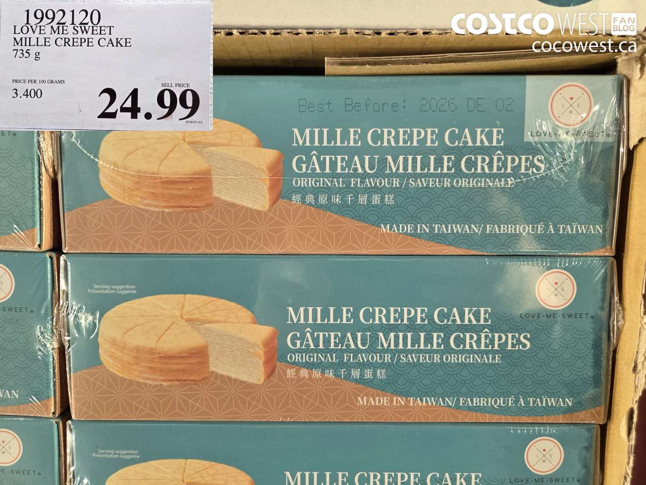 1992120 LOVE ME SWEET MILLE CREPE CAKE 735G $24.99