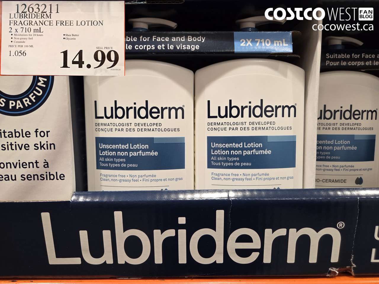 1263211 LUBRIDERM FRAGRANCE FREE LOTION 2 X 710ML $14.99