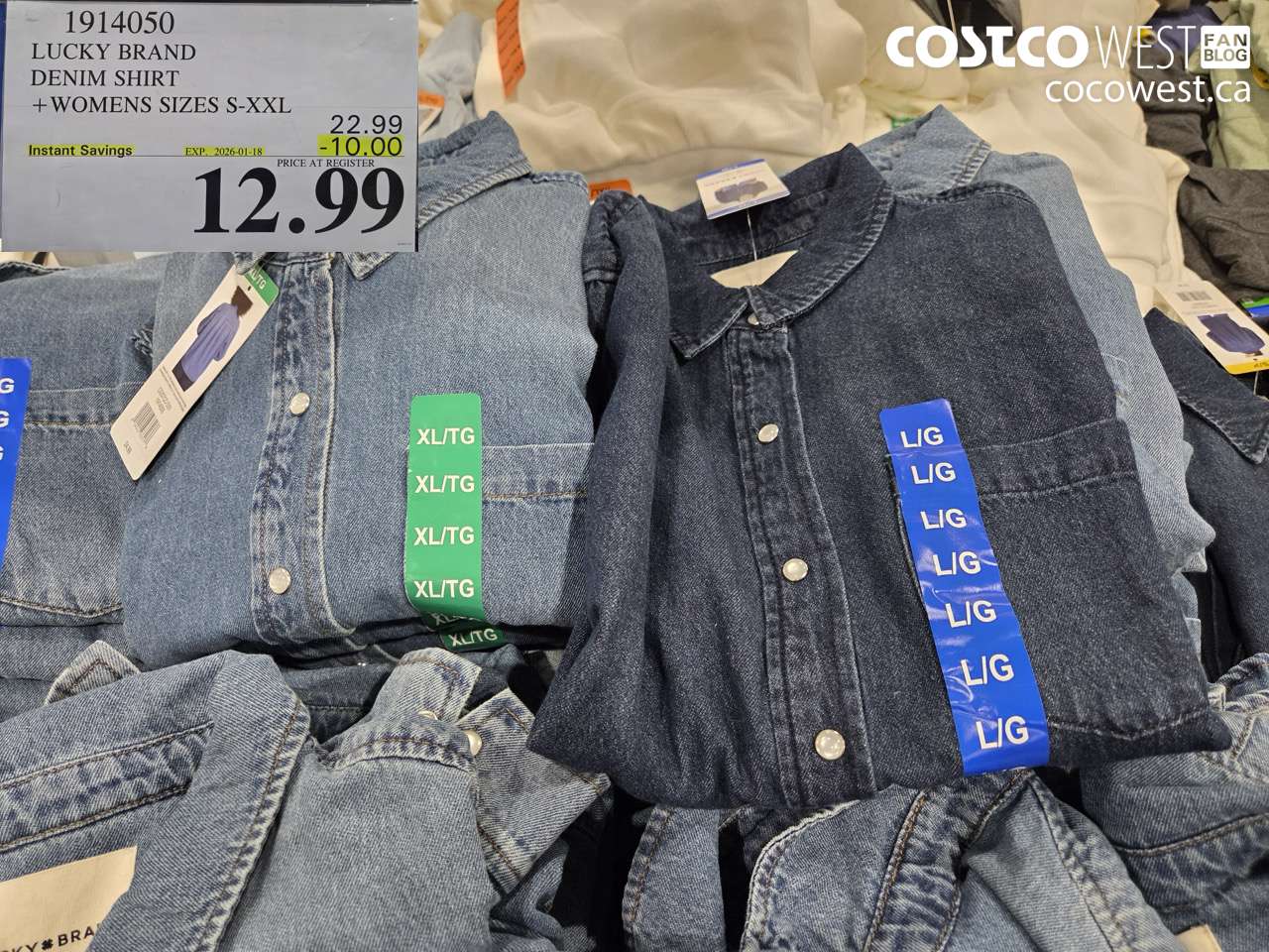 1914050 LUCKY BRAND DENIM SHIRT WOMENS SIZES S-XXL ($10.00 INSTANT SAVINGS EXPIRES ON 2026-01-18) $12.99