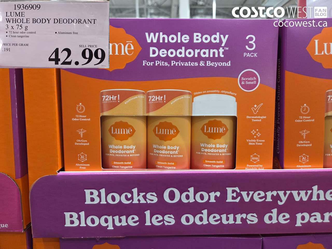 1936909 LUME WHOLE BODY DEODORANT 3 X 75G $42.99
