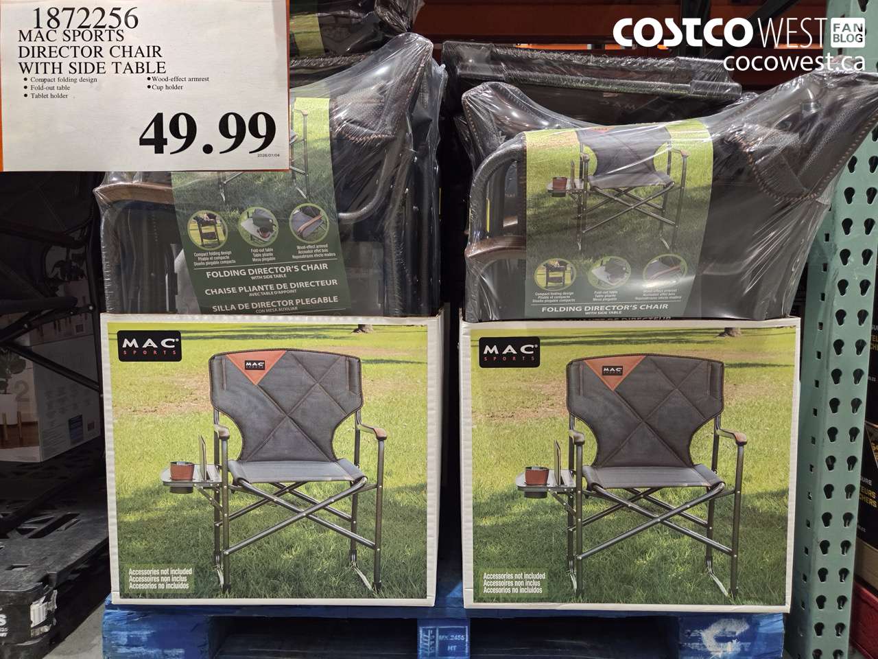 1872256 MAC SPORTS DIRECTOR CHAIR WITH SIDE TABLE $49.99