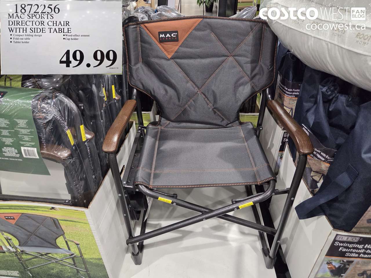 1872256 MAC SPORTS DIRECTOR CHAIR WITH SIDE TABLE $49.99