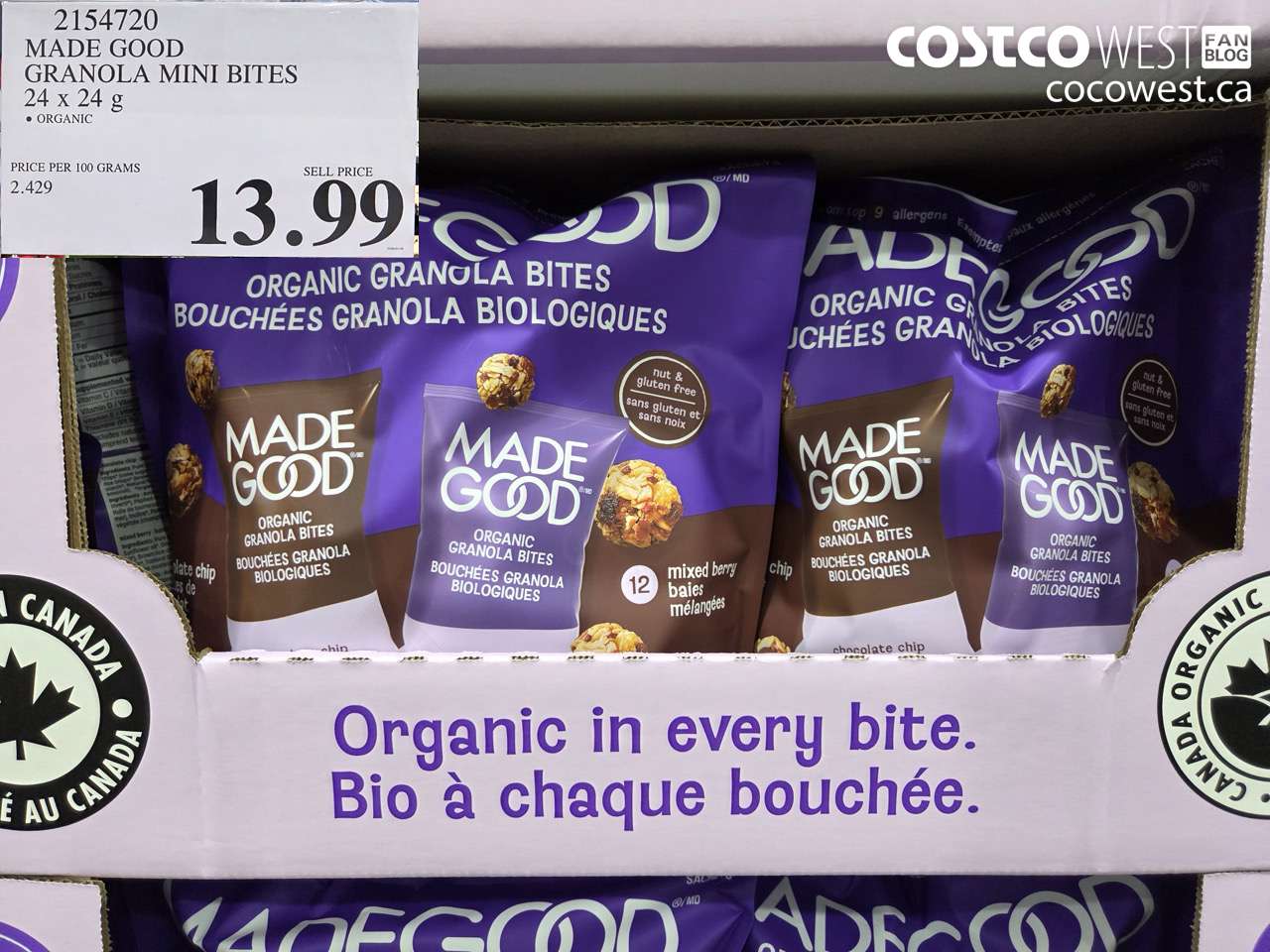 2154720 MADE GOOD GRANOLA MINI BITES 24 X 24G $13.99