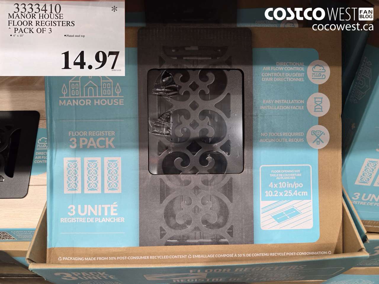 3333410 MANOR HOUSE FLOOR REGISTERS 4