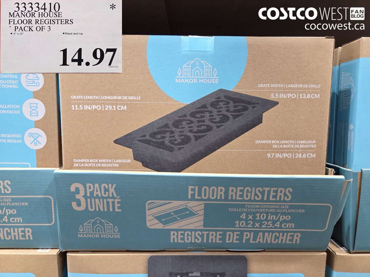 3333410 MANOR HOUSE FLOOR REGISTERS 4