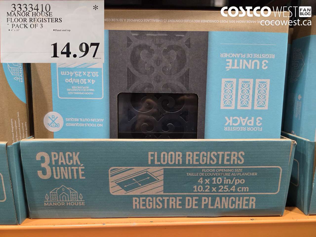 3333410 MANOR HOUSE FLOOR REGISTERS 4