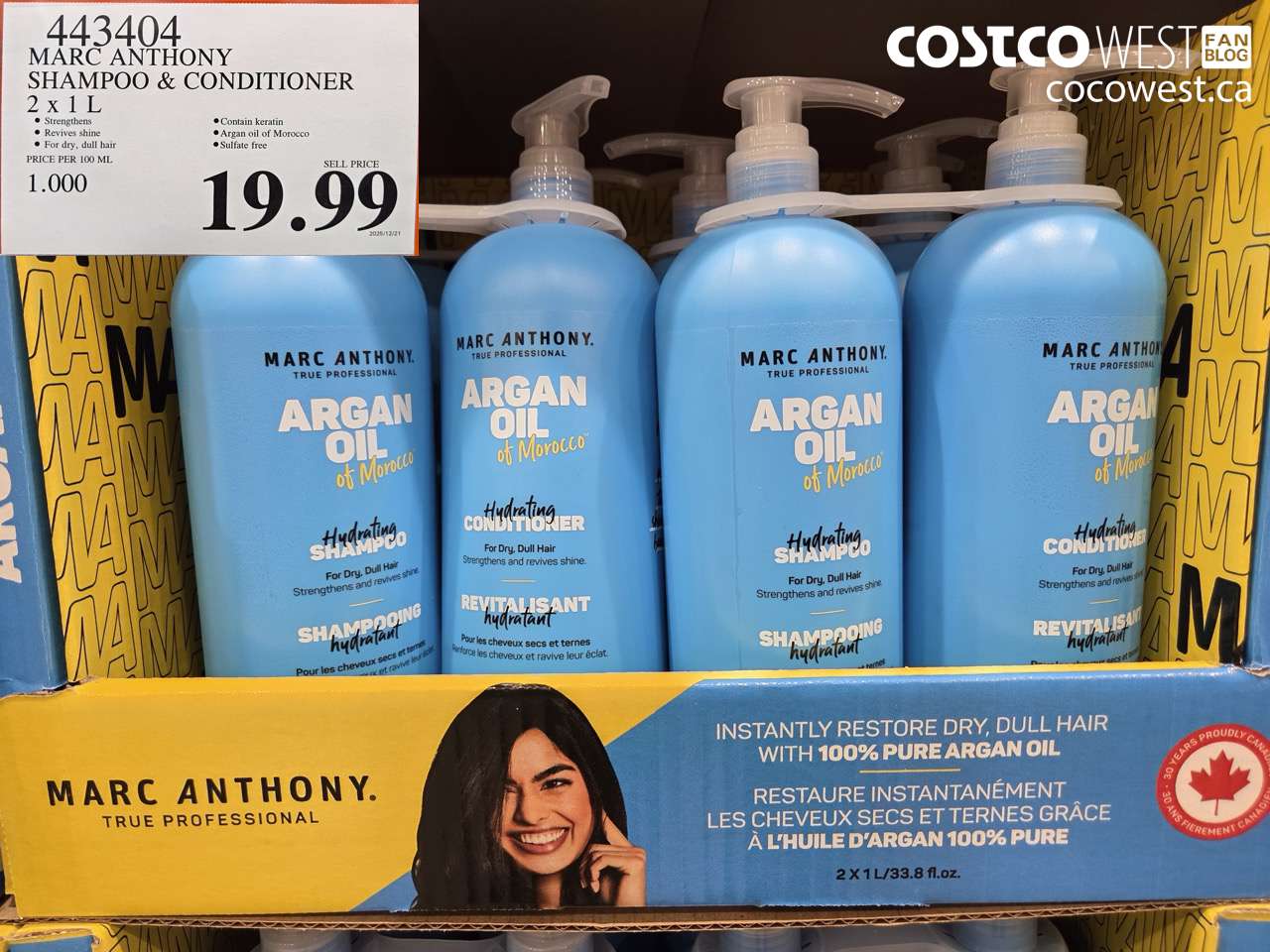 443404 MARC ANTHONY SHAMPOO & CONDITIONER 2 X 1L $19.99
