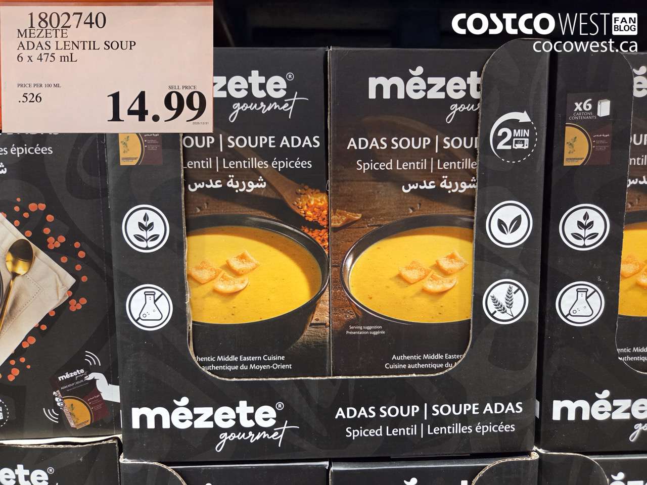 1802740 MEZETE ADAS LENTIL SOUP 6 X 485ML $14.99