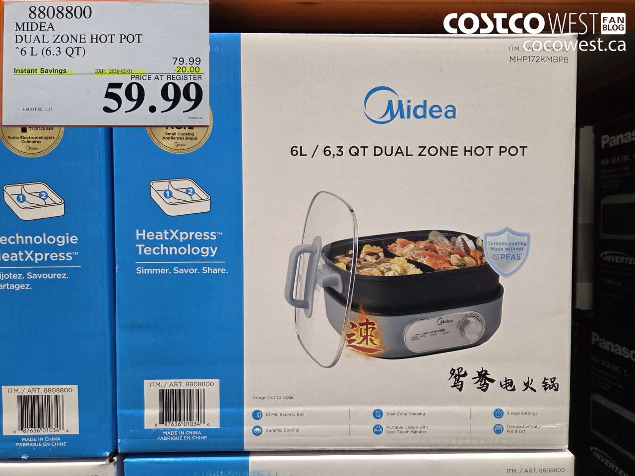 8808800 MIDEA DUAL ZONE HOT POT 6.3QT (6L) ($20.00 INSTANT SAVINGS EXPIRES ON 2026-02-01) $59.99