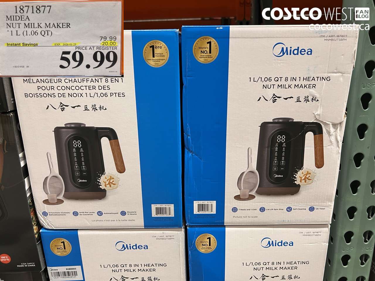 1871877 MIDEA NUT MILK MAKER 1 L (1.06 QT) ($20.00 INSTANT SAVINGS EXPIRES ON 2026-01-25) $59.99