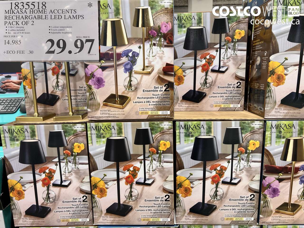 1835518 MIKASA HOME ACCENTS RECHARGABLE LED LAMPS PACK OF 2 $29.97