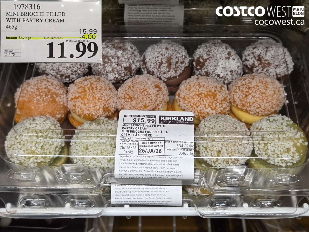 1978316 MINI BRIOCHE FILLED WITH PASTRY CREAM 465g ($4.00 INSTANT SAVINGS EXPIRES ON 2026-01-25) $11.99