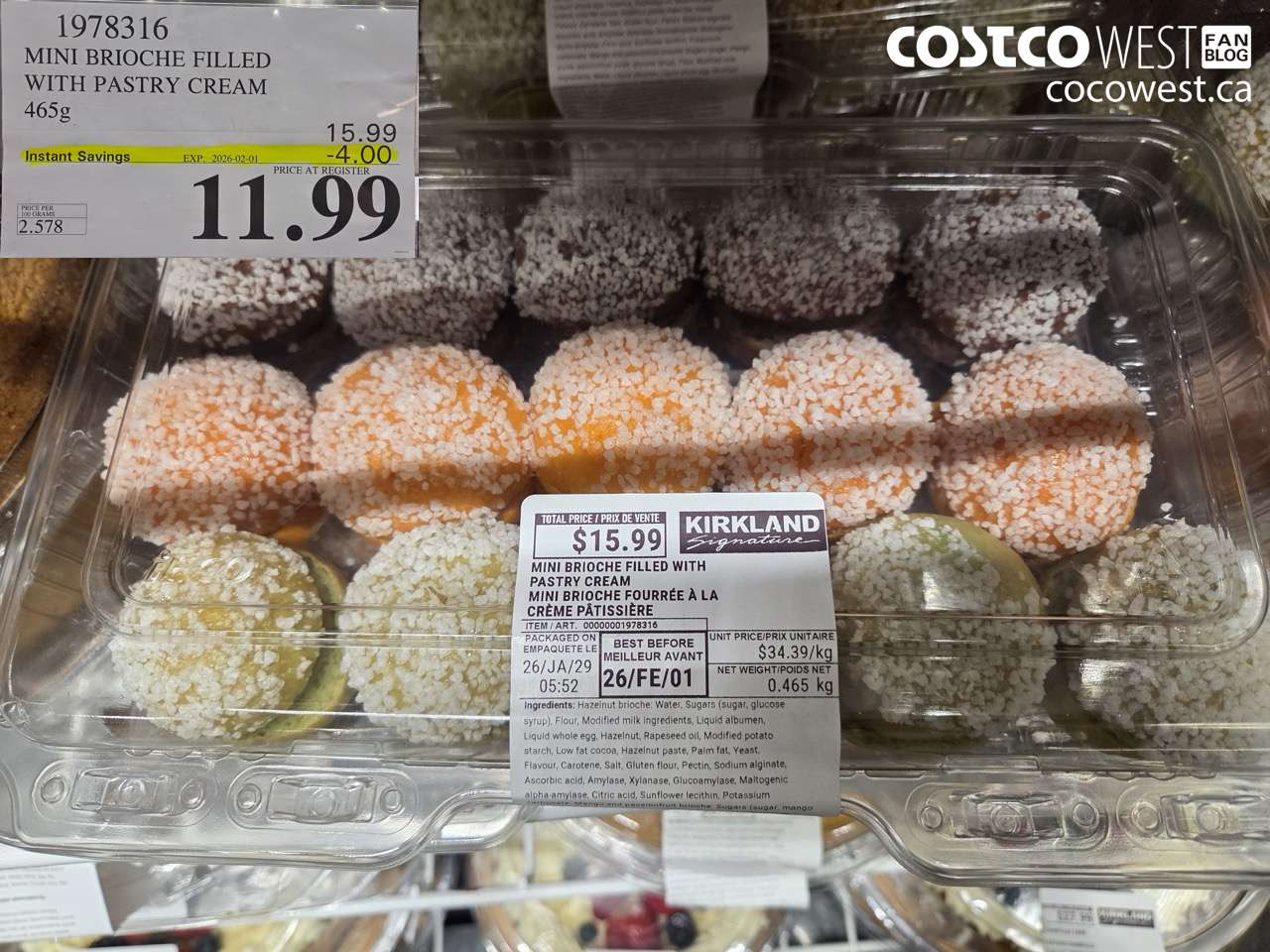 1978316 MINI BRIOCHE FILLED WITH PASTRY CREAM 465g ($4.00 INSTANT SAVINGS EXPIRES ON 2026-02-01) $11.99