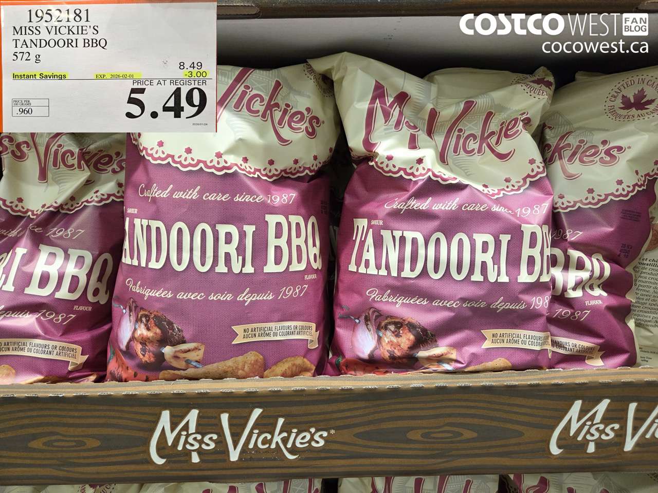 1952181 MISS VICKIE'S TANDOORI BBQ 572G ($3.00 INSTANT SAVINGS EXPIRES ON 2026-02-01) $5.49