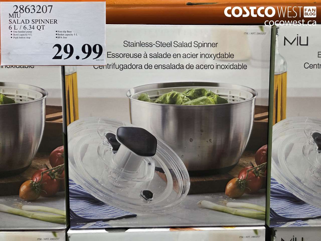 2863207 MIU SALAD SPINNER 6L/6.34QT $29.99