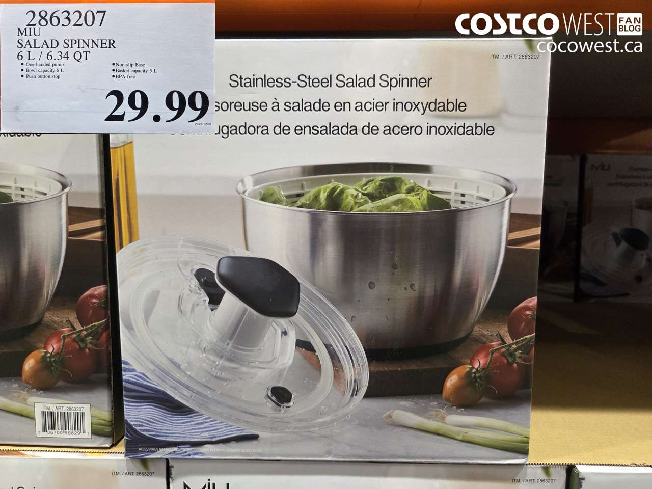 2863207 MIU SALAD SPINNER 6L/6.34QT $29.99