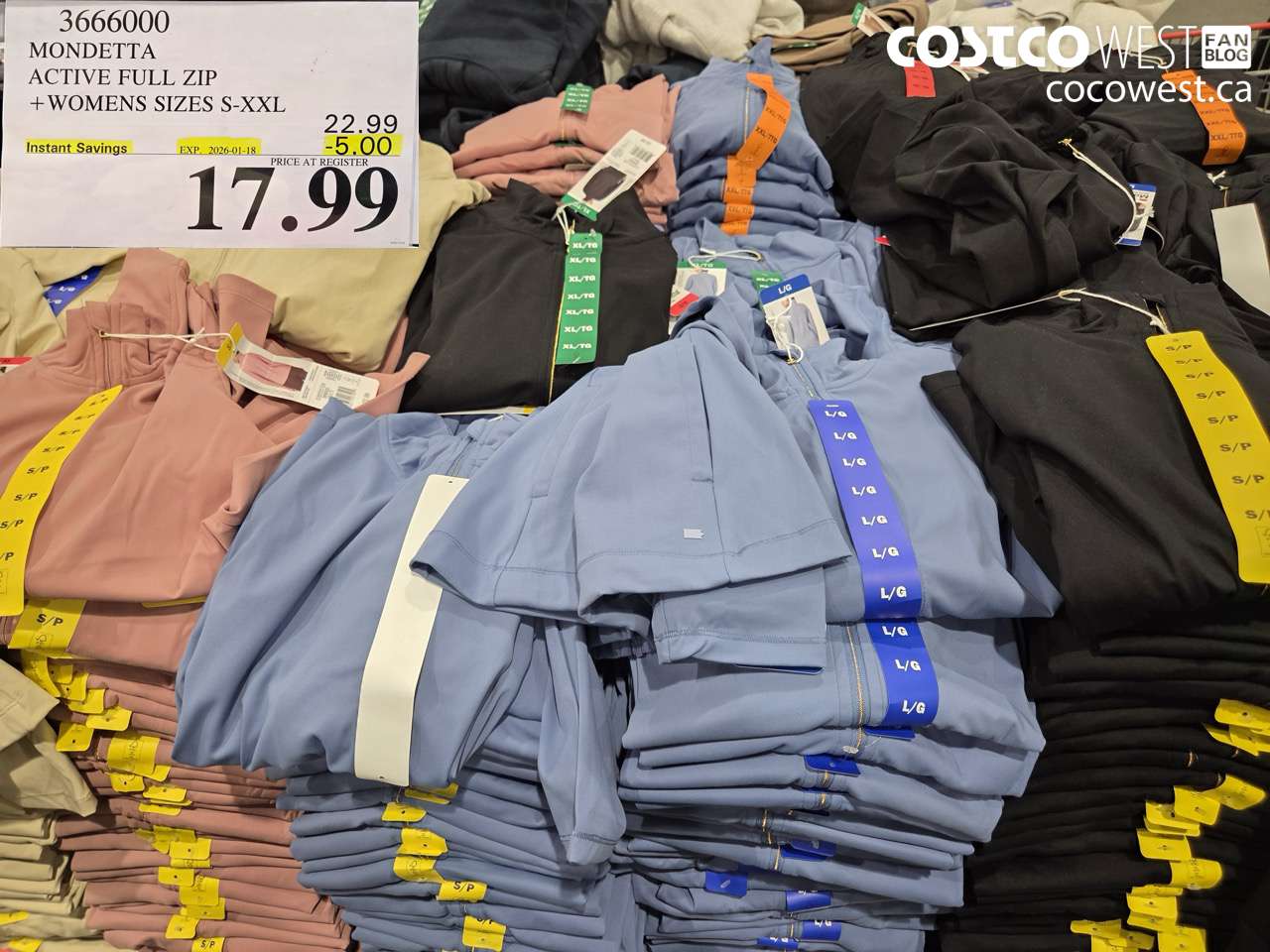 3666000 MONDETTA ACTIVE FULL ZIP WOMENS SIZES S-XXL ($5.00 INSTANT SAVINGS EXPIRES ON 2026-01-18) $17.99