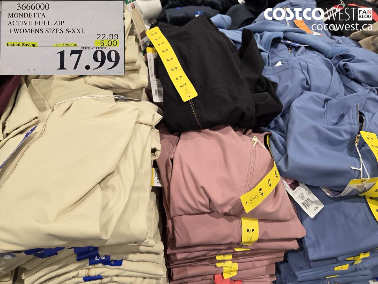 3666000 MONDETTA ACTIVE FULL ZIP WOMENS SIZES S-XXL ($5.00 INSTANT SAVINGS EXPIRES ON 2026-01-18) $17.99