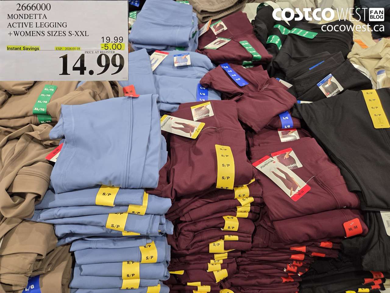 2666000 MONDETTA ACTIVE LEGGING WOMENS SIZES S-XXL ($5.00 INSTANT SAVINGS EXPIRES ON 2026-01-18) $14.99