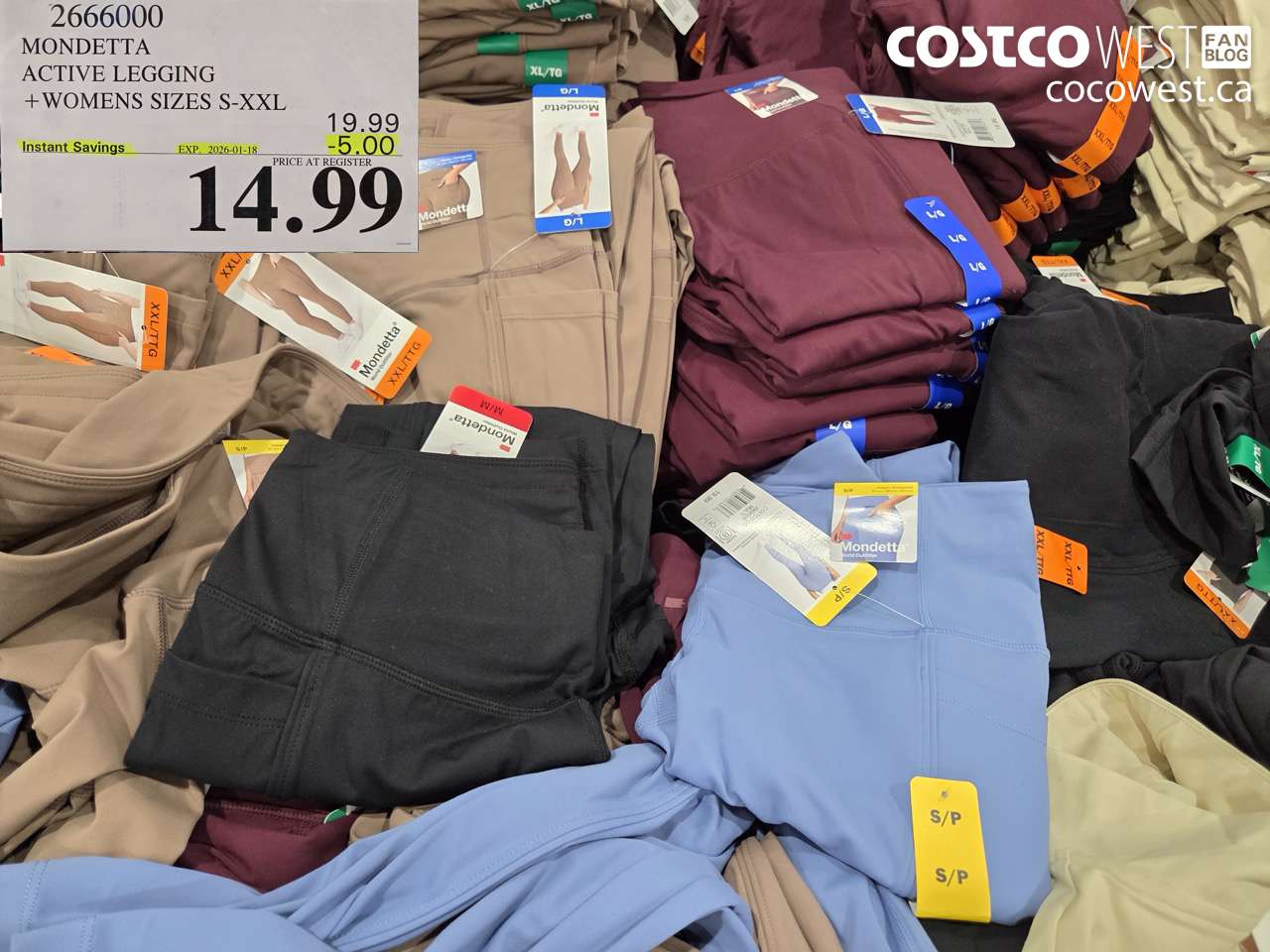 2666000 MONDETTA ACTIVE LEGGING WOMENS SIZES S-XXL ($5.00 INSTANT SAVINGS EXPIRES ON 2026-01-18) $14.99