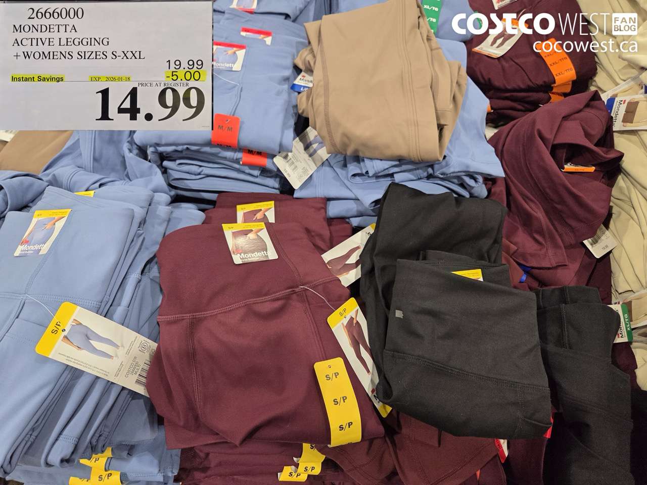 2666000 MONDETTA ACTIVE LEGGING WOMENS SIZES S-XXL ($5.00 INSTANT SAVINGS EXPIRES ON 2026-01-18) $14.99