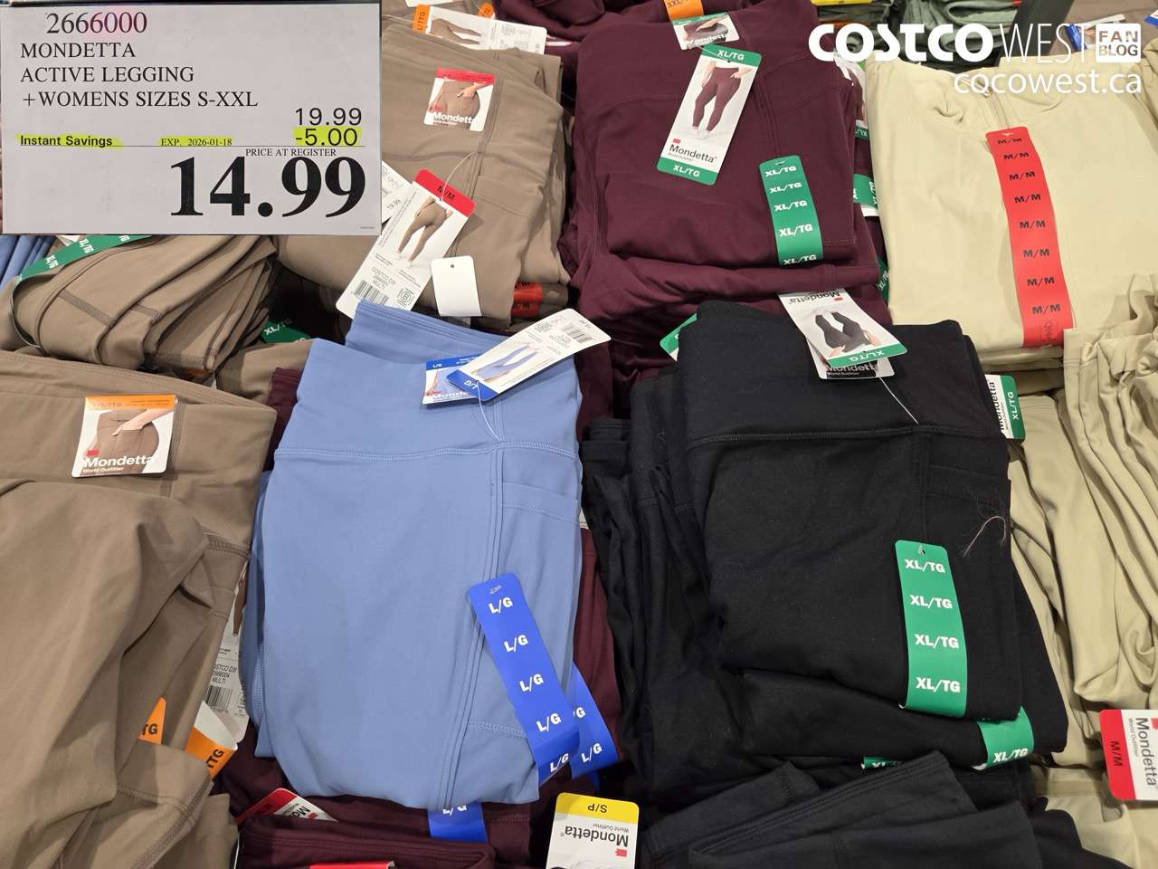 2666000 MONDETTA ACTIVE LEGGING WOMENS SIZES S-XXL ($5.00 INSTANT SAVINGS EXPIRES ON 2026-01-18) $14.99