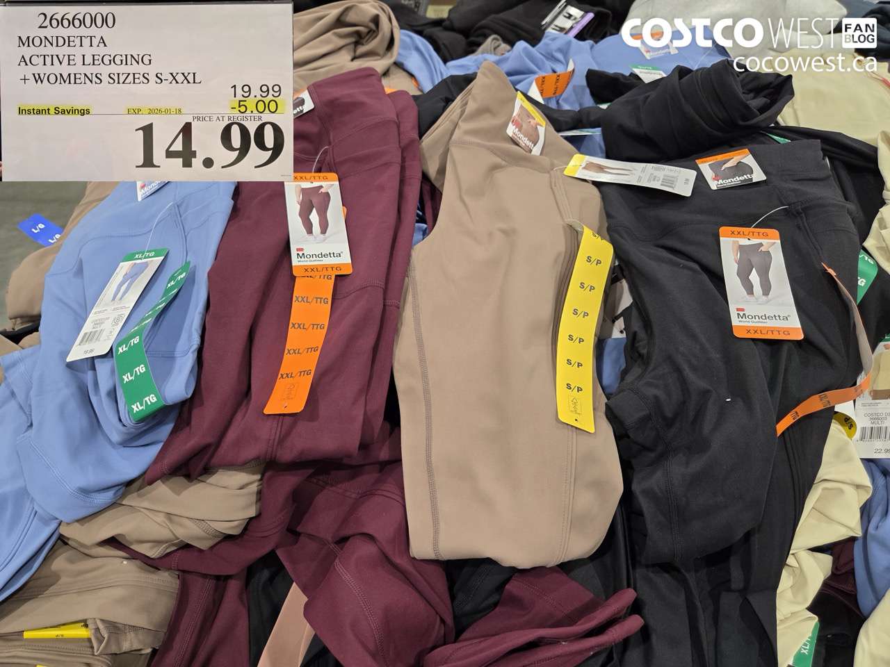 2666000 MONDETTA ACTIVE LEGGING WOMENS SIZES S-XXL ($5.00 INSTANT SAVINGS EXPIRES ON 2026-01-18) $14.99