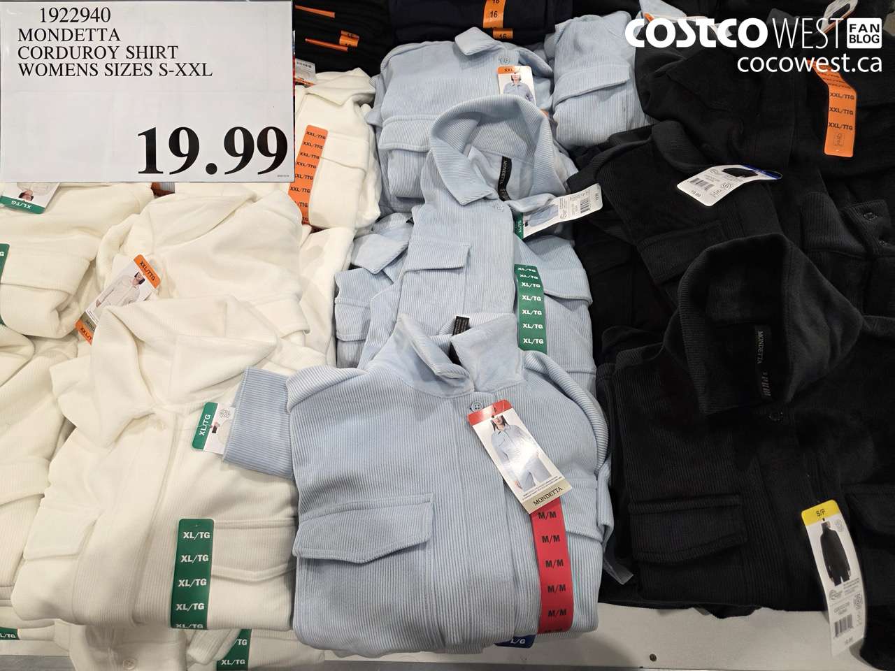 1922940 MONDETTA CORDUROY SHIRT WOMENS SIZES S-XXL $19.99