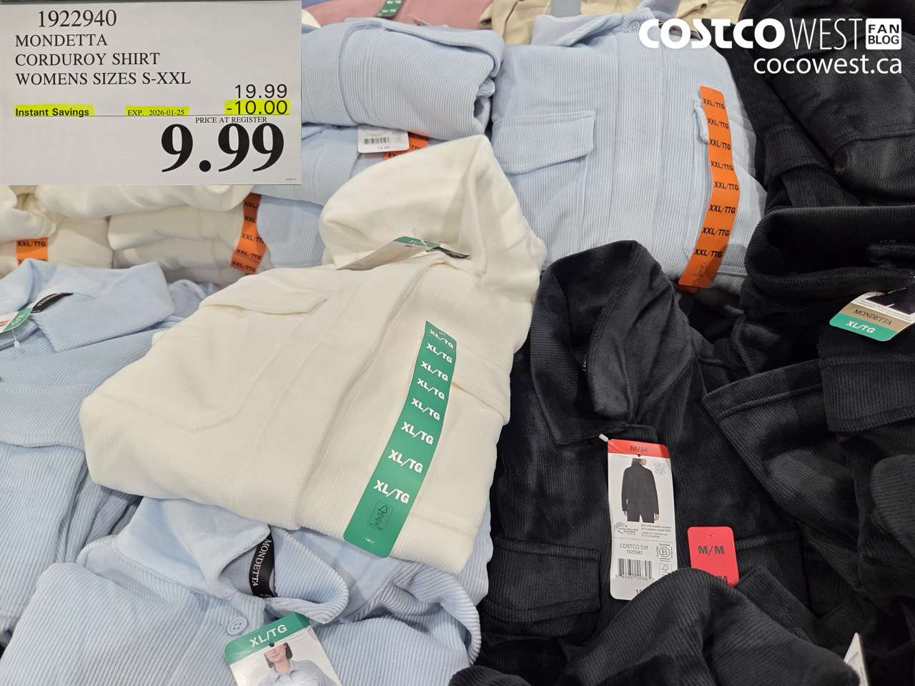 1922940 MONDETTA CORDUROY SHIRT WOMENS SIZES S-XXL ($10.00 INSTANT SAVINGS EXPIRES ON 2026-01-25) $9.99