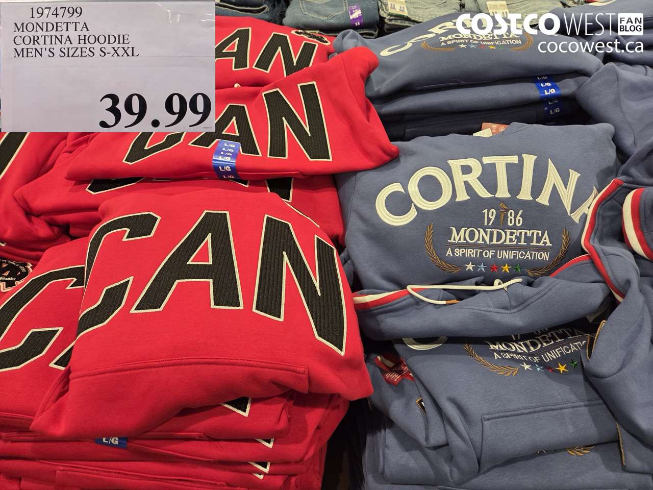 1974799 MONDETTA CORTINA HOODIE MEN'S SIZES S-XXL $39.99