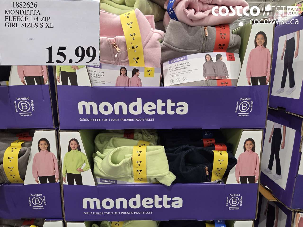 1882626 MONDETTA FLEECE 1/4 ZIP GIRL SIZES S-XL $15.99