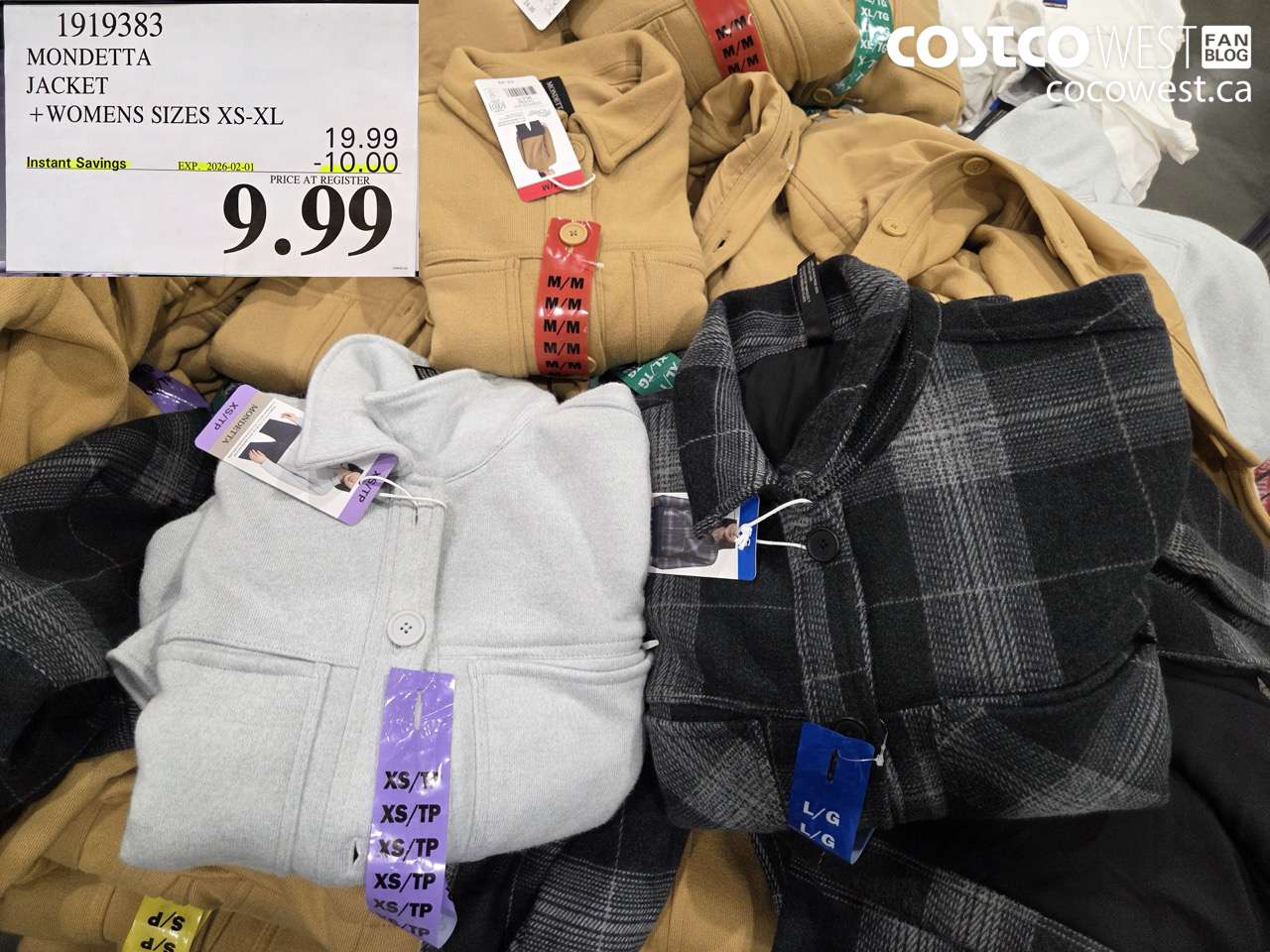 1919383 MONDETTA JACKET WOMENS SIZES XS-XL ($10.00 INSTANT SAVINGS EXPIRES ON 2026-02-01) $9.99