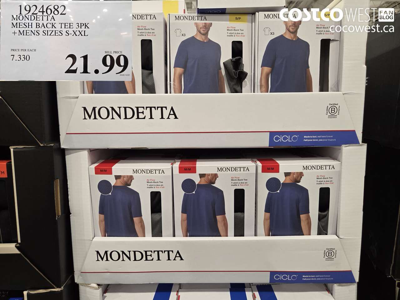 1924682 MONDETTA MESH BACK TEE 3PK MENS SIZES S-XXL $21.99