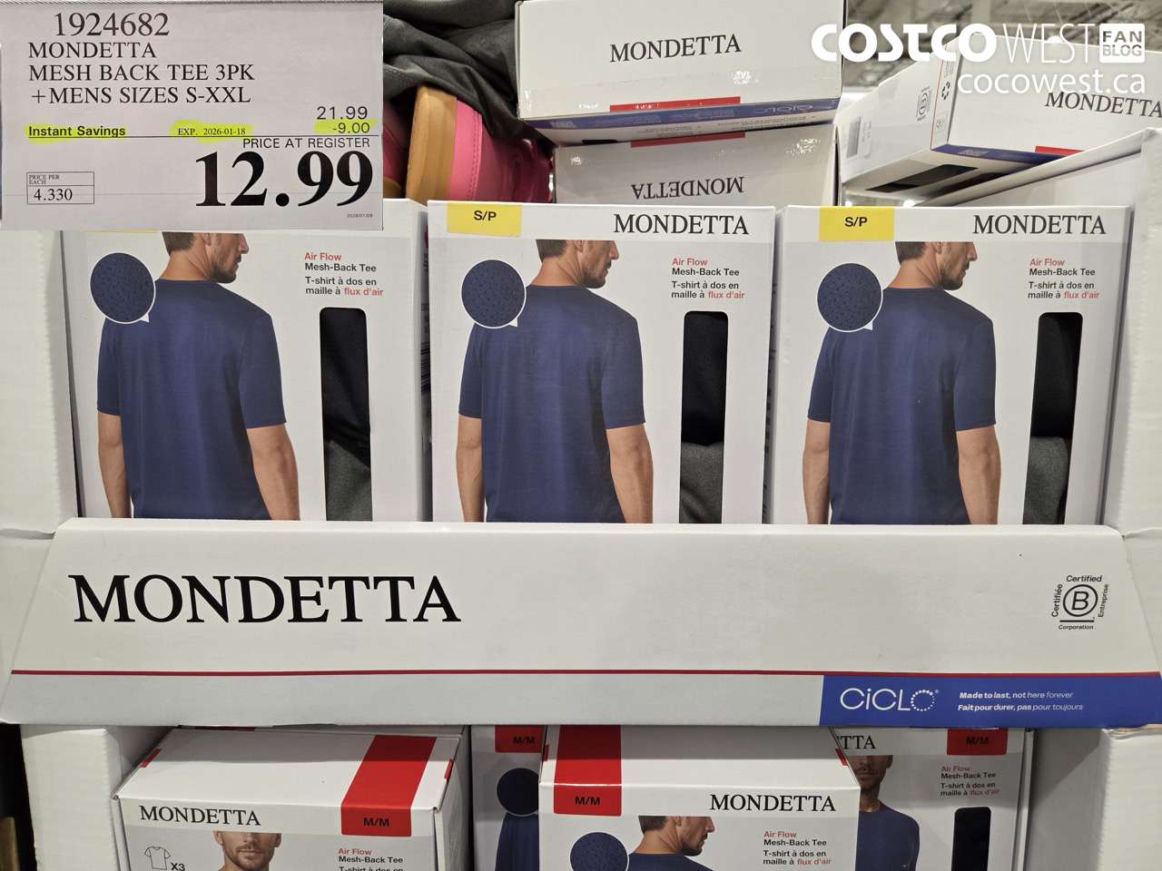 1924682 MONDETTA MESH BACK TEE 3PK MENS SIZES S-XXL ($9.00 INSTANT SAVINGS EXPIRES ON 2026-01-18) $12.99