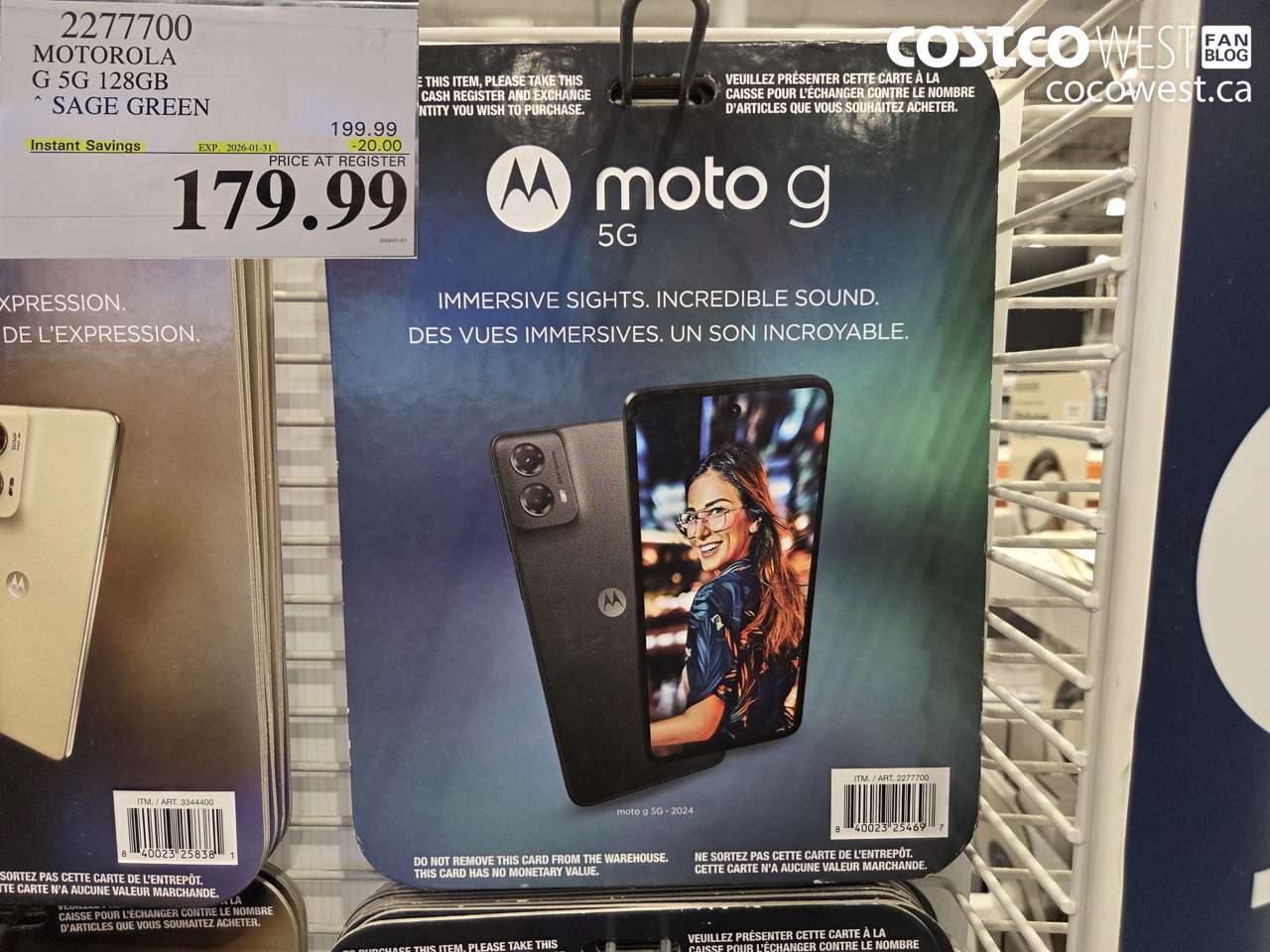 2277700 MOTOROLA G 5G 128GB SAGE GREEN ($20.00 INSTANT SAVINGS EXPIRES ON 2026-01-31) $179.99