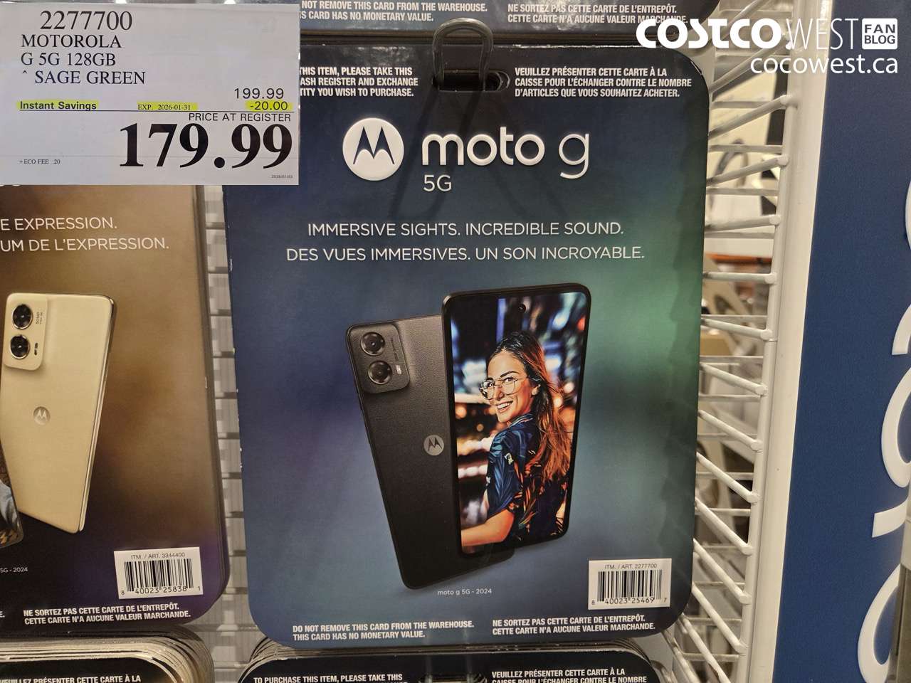 2277700 MOTOROLA G 5G 128GB SAGE GREEN ($20.00 INSTANT SAVINGS EXPIRES ON 2026-01-31) $179.99