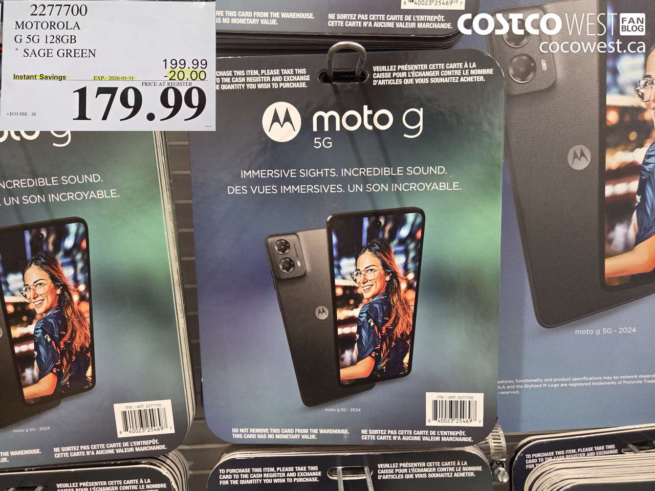 2277700 MOTOROLA G 5G 128GB SAGE GREEN ($20.00 INSTANT SAVINGS EXPIRES ON 2026-01-31) $179.99