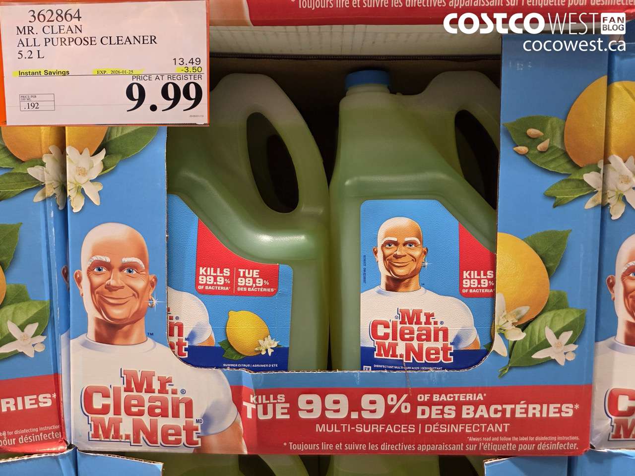 362864 MR. CLEAN ALL PURPOSE CLEANER 5.2 L ($3.50 INSTANT SAVINGS EXPIRES ON 2026-01-25) $9.99