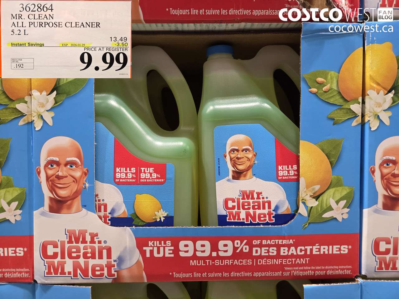362864 MR. CLEAN ALL PURPOSE CLEANER 5.2 L ($3.50 INSTANT SAVINGS EXPIRES ON 2026-01-25) $9.99