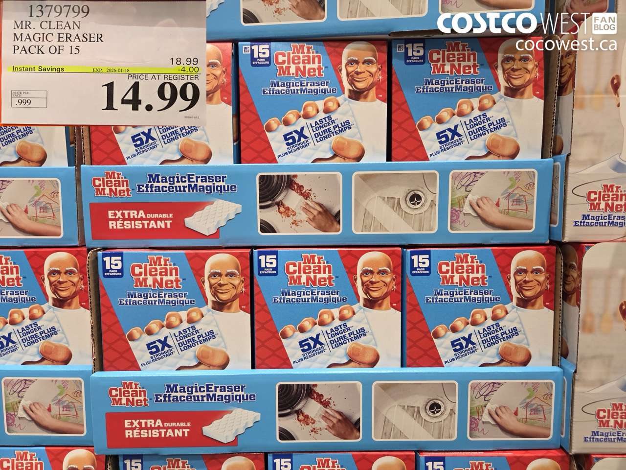 1379799 MR. CLEAN MAGIC ERASER VARIETY PACK OF 15 ($4.00 INSTANT SAVINGS EXPIRES ON 2026-01-18) $14.99