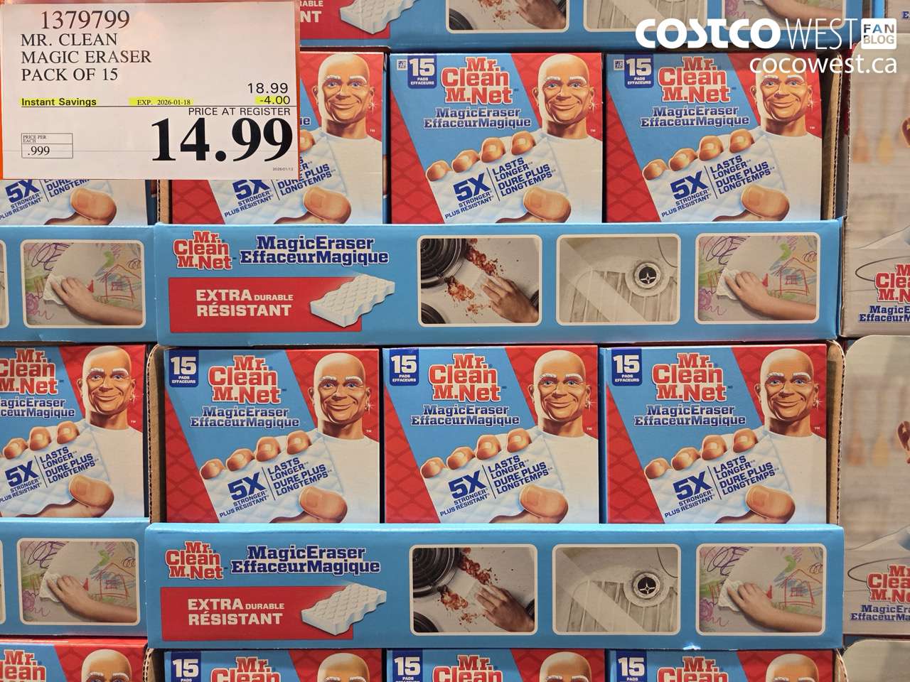 1379799 MR. CLEAN MAGIC ERASER VARIETY PACK OF 15 ($4.00 INSTANT SAVINGS EXPIRES ON 2026-01-18) $14.99