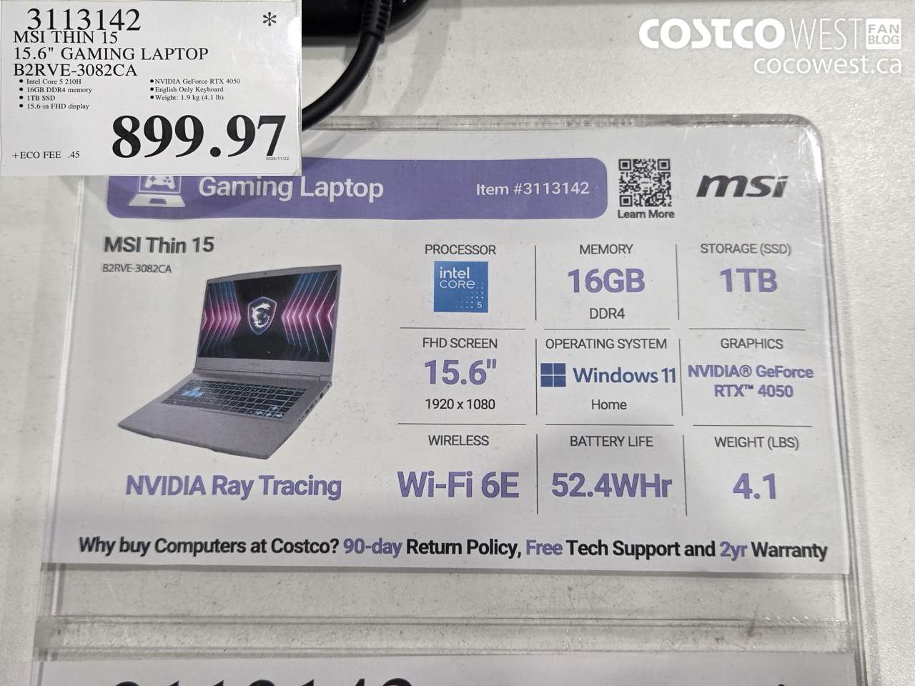 3113142 MSI THIN 15 15.6