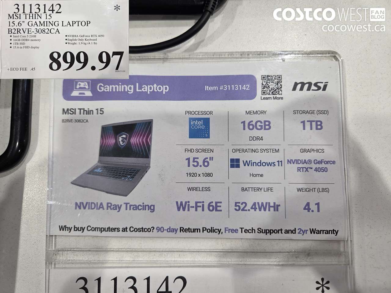 3113142 MSI THIN 15 15.6