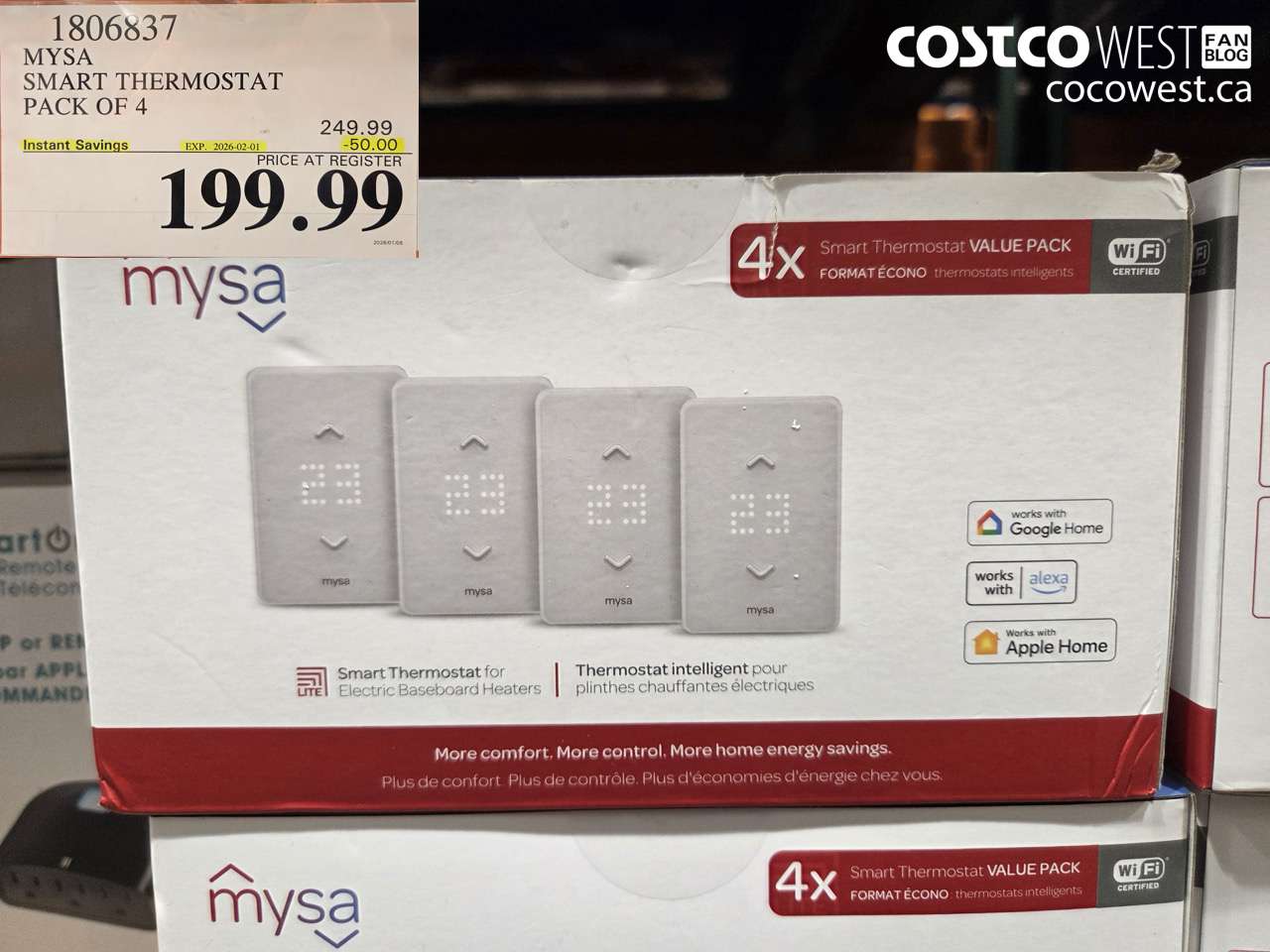1806837 MYSA SMART THERMOSTAT PACK OF 4 ($50.00 INSTANT SAVINGS EXPIRES ON 2026-02-01) $199.99