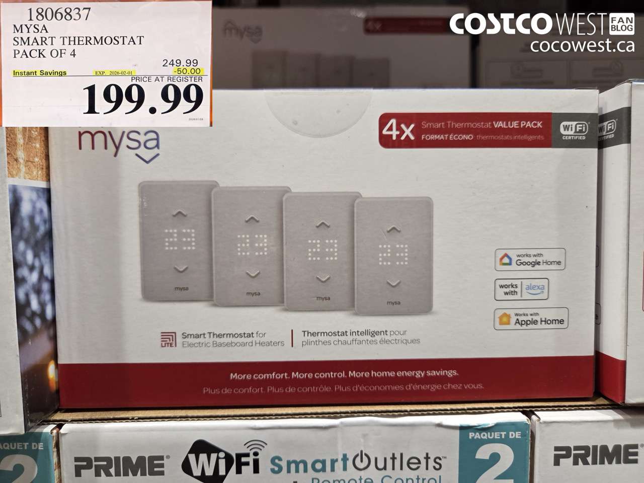 1806837 MYSA SMART THERMOSTAT PACK OF 4 ($50.00 INSTANT SAVINGS EXPIRES ON 2026-02-01) $199.99